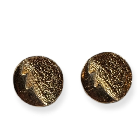 1980's Gold Tone Stud Post Earrings - Picture 1 of 2